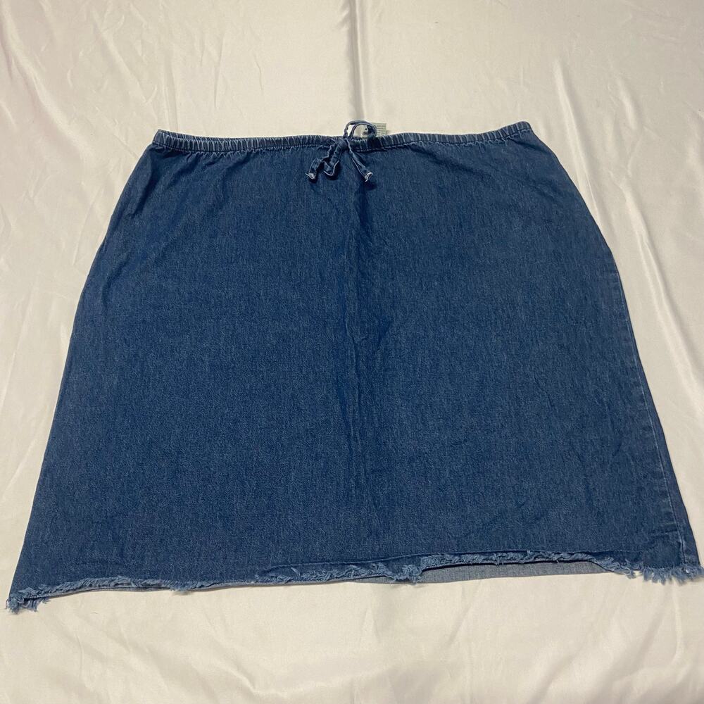 Faded Glory Skirt Denim 18/20W Drawstring Waist Raw Edge Hem Y2K Boho Gorpcore
